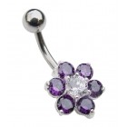 Small Sterling Silver Flower Belly Bar